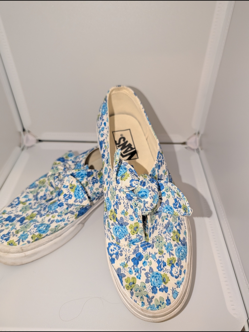 Vans Authentic Knot Floral Blue Green Rose Canvas Shoes Women 7.5 Men 6 507452